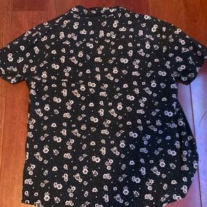 Abercrombie and Fitch black with flower pattern button up shirt. Great Condition